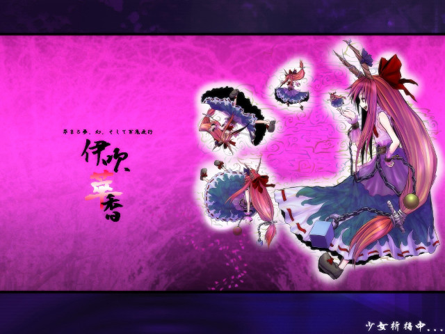 Anime girl purple dress red free wallpaper for desktop - medium preview image