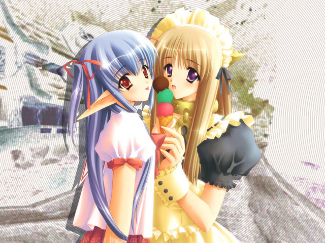 Anime girls long hair candy free wallpaper for desktop - medium preview image