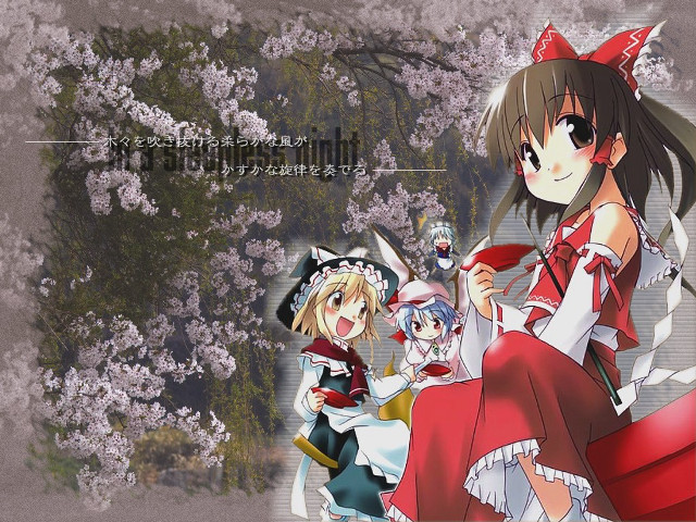Anime group flower tree characters free wallpaper for desktop - medium preview image