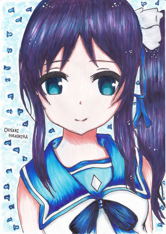 Girl blue eyes sailor outfit free wallpaper for mobile - medium preview image