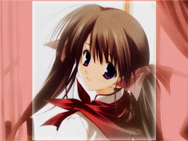 Girl longhair redbow pinkbackground maya free wallpaper for desktop - medium preview image