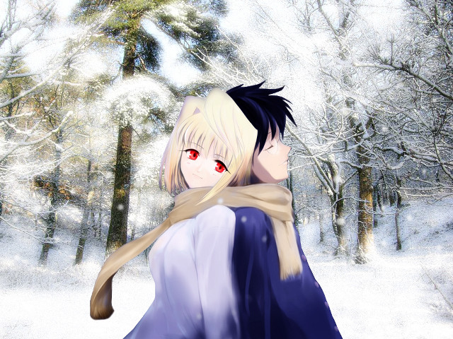 Woman blue dress scarf snow free wallpaper for desktop - medium preview image