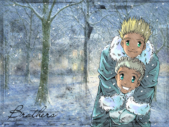 Snowy forest couple manga winter free wallpaper for desktop - medium preview image