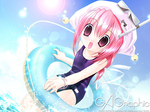 Pink hair girl life preserver free wallpaper for desktop - medium preview image