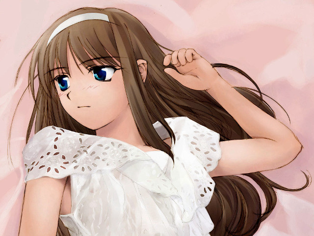 Girl longhair white shirt pinkbackground free wallpaper for desktop - medium preview image