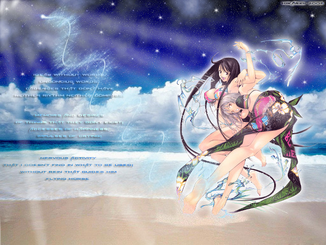 Beach woman bikini sword star free wallpaper for desktop - medium preview image