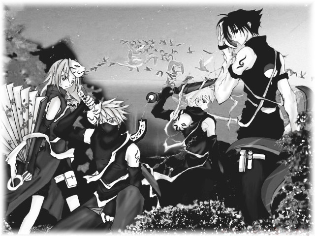 Black white group swords night free wallpaper for desktop - medium preview image