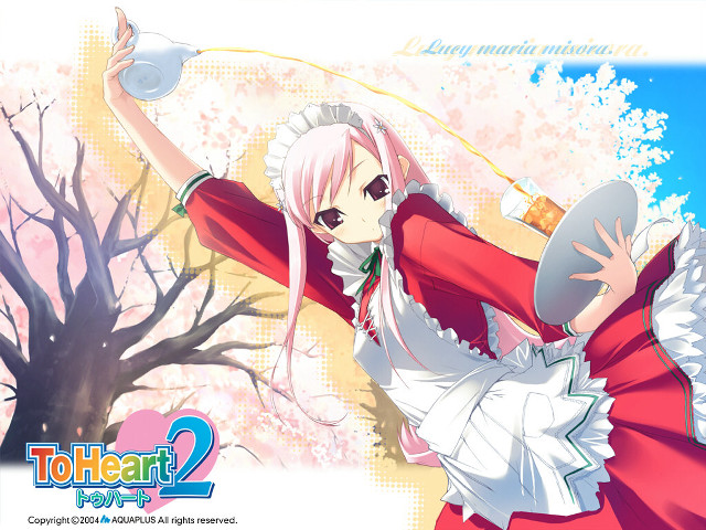 White haired maid tray cherry free wallpaper for desktop - medium preview image