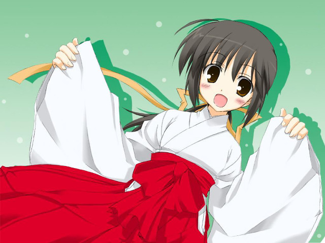 Woman red white dress hakama free wallpaper for desktop - medium preview image
