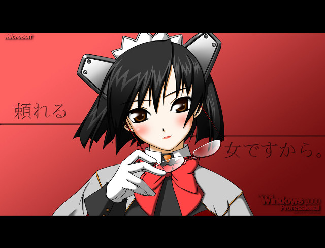 Black hair red bow character free wallpaper for desktop - medium preview image