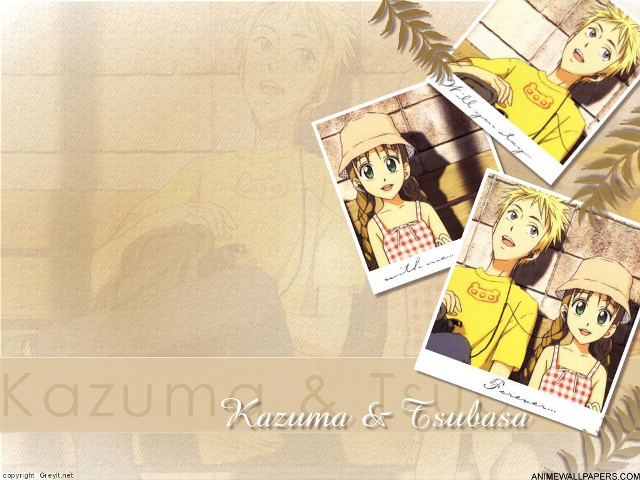 Anime couple yellow shirt hat free wallpaper for desktop - medium preview image