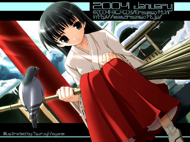 Girl bird red dress shrine free wallpaper for desktop - medium preview image