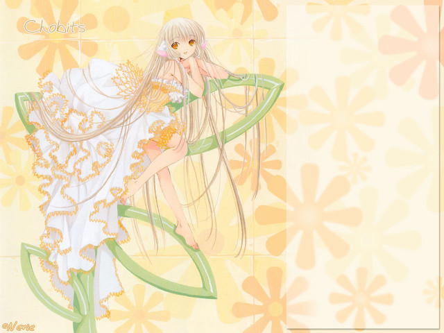 Girl longhair whiteDress flowerBackground animeArt free wallpaper for desktop - medium preview image