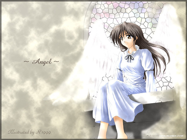 Angel girl rooftop gothic anime free wallpaper for desktop - medium preview image