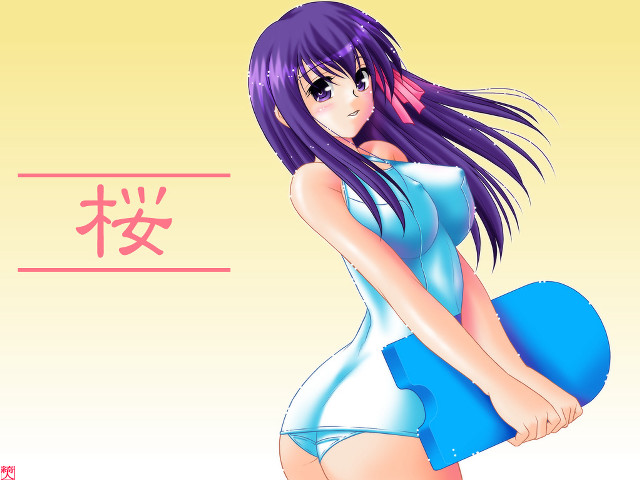 Purple hair blue dress anime free wallpaper for desktop - medium preview image
