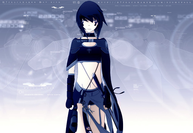 Futuristic woman cyberpunk ghost shell free wallpaper for desktop - medium preview image