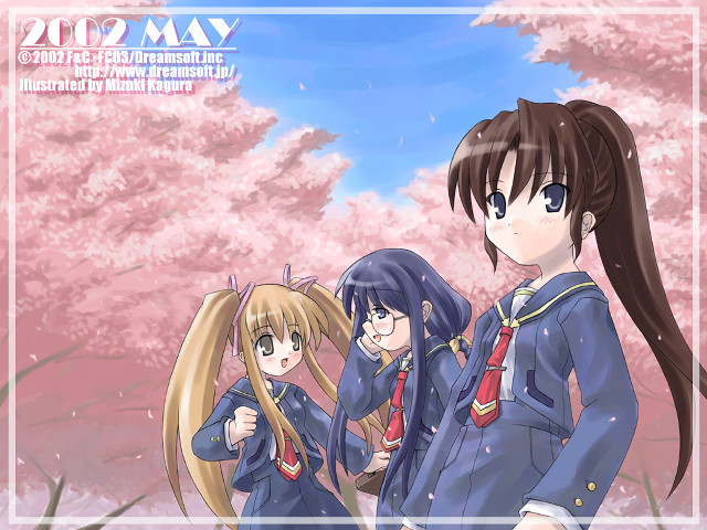 Anime girls cherry blossoms school #3 free wallpaper for desktop - medium preview image