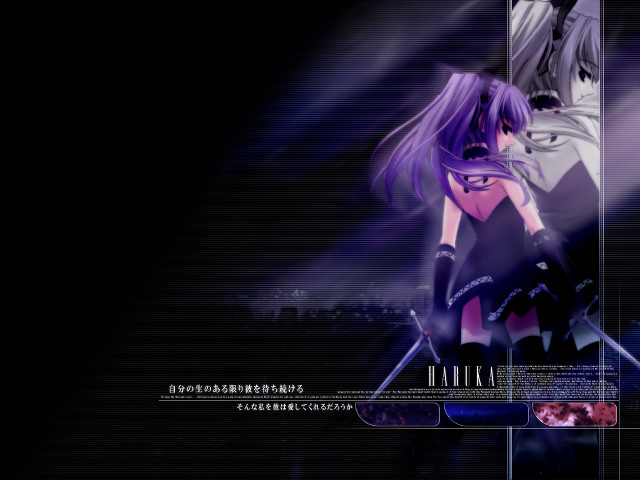 Anime purplehair blackoutfit sword gothic free wallpaper for desktop - medium preview image