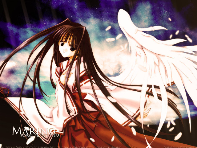 Angelic gothic anime wings hakama free wallpaper for desktop - medium preview image