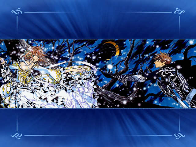 Anime couple blue background snow free wallpaper for desktop - medium preview image