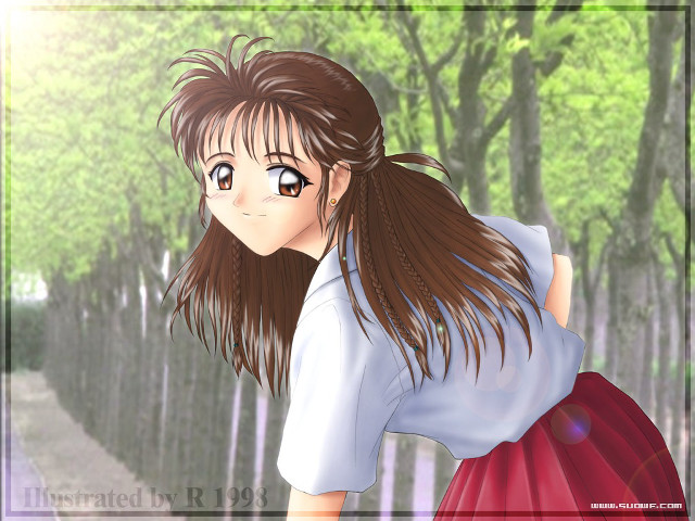 Girl redskirt forest braid smile free wallpaper for desktop - medium preview image