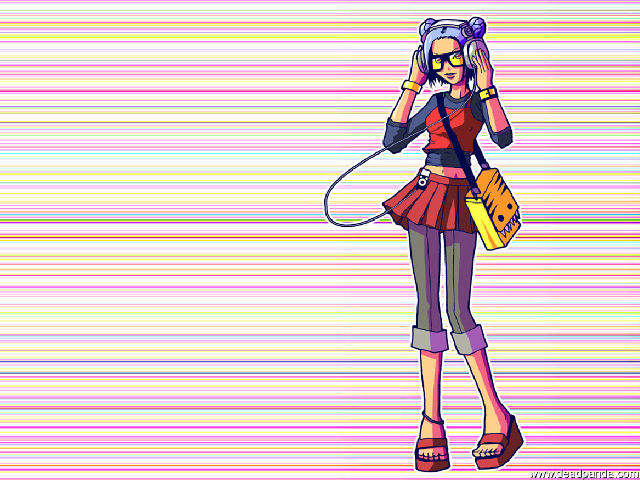 Cartoon girl cellphone purse vaporwave free wallpaper for desktop - medium preview image