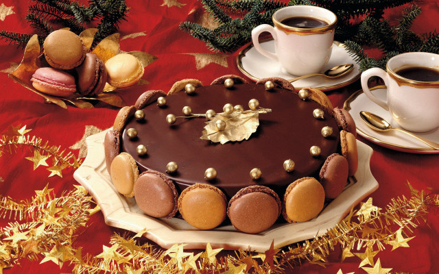 Chocolate cake gold decorations coffee free wallpaper for desktop - medium preview image