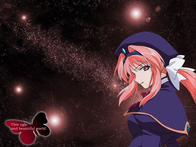 Pink haired girl space stars free wallpaper for desktop - medium preview image
