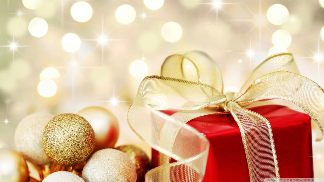 Red present box gold ribbon free wallpaper for desktop - medium preview image