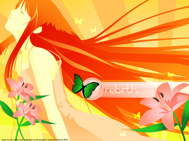 Long hair butterfly flower anime free wallpaper for desktop - medium preview image