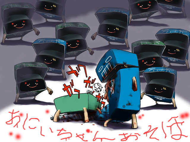 Man chair tvs red crosses free wallpaper for desktop - medium preview image