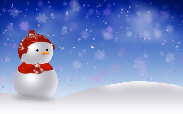 Snowman red hat scarf snow #3 free wallpaper for desktop - medium preview image