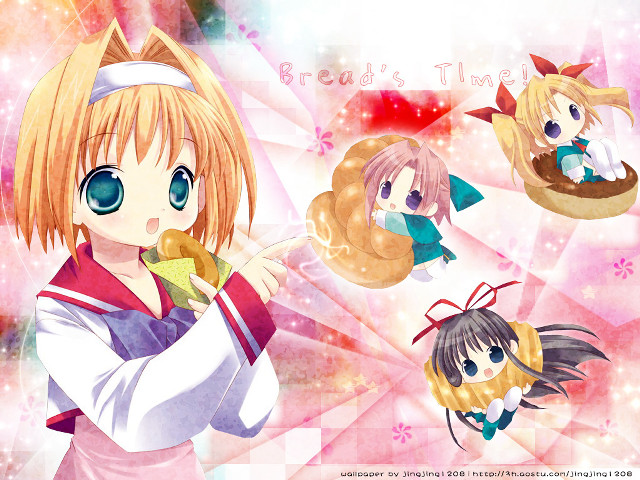 Girl cat ears holding food free wallpaper for desktop - medium preview image