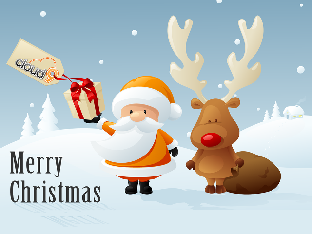 Santa claus reindeer gift box free wallpaper for desktop - medium preview image