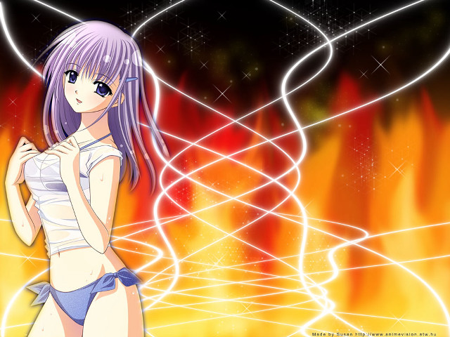 Purple hair girl fireworks night free wallpaper for desktop - medium preview image