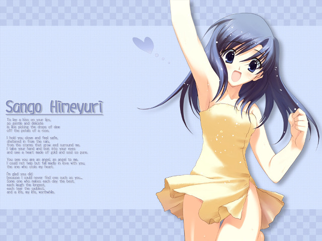Yellow dress smiling anime argyle free wallpaper for desktop - medium preview image