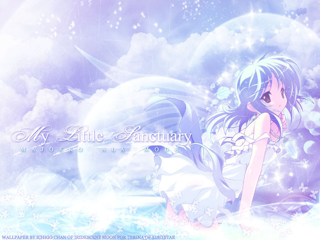 Girl cloud starry sky holography free wallpaper for desktop - medium preview image