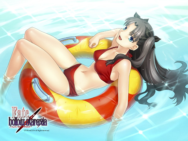 Cartoon girl bikini lifepreserver water free wallpaper for desktop - medium preview image