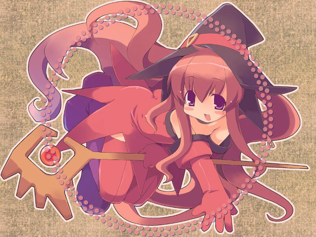 Cartoon witch hat wand tentacles free wallpaper for desktop - medium preview image