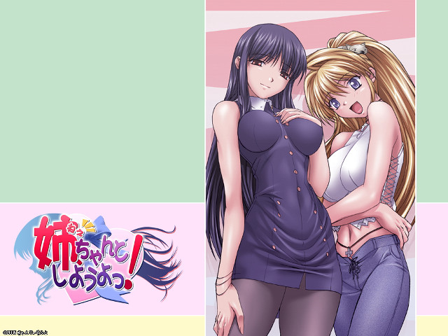 Anime girls puzzle promotional stand free wallpaper for desktop - medium preview image