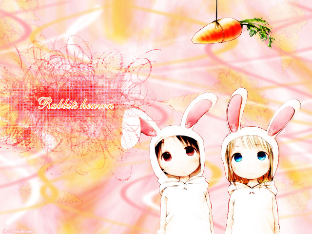 Two rabbits carrots anime #2011 free wallpaper for desktop - medium preview image