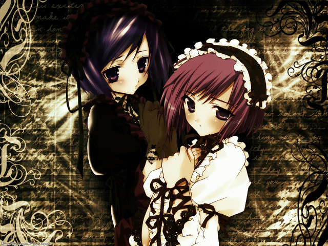 Purple haired sisters anime gothic free wallpaper for desktop - medium preview image