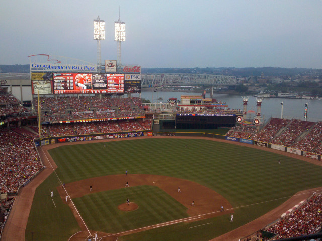 Baseball field crowd water cityscape free wallpaper for desktop - medium preview image