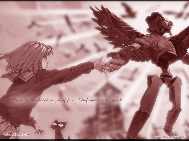 Girl robot bird city angel free wallpaper for desktop - medium preview image