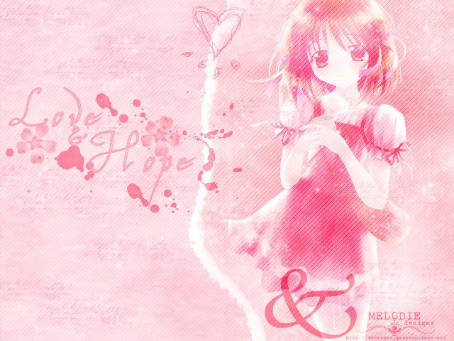 Pink dress girl heart anime free wallpaper for desktop - medium preview image
