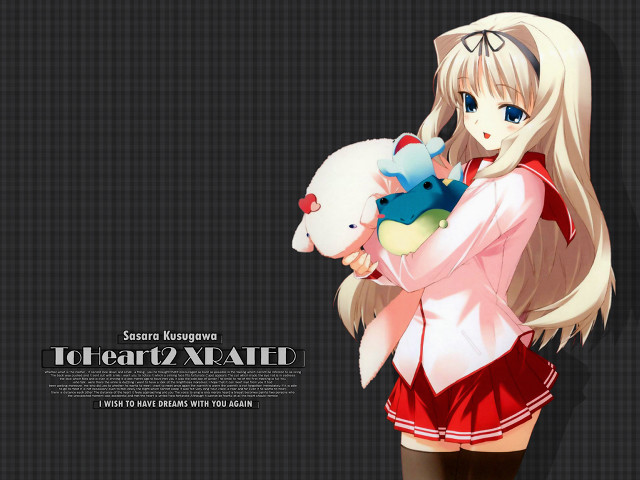 Girl teddy bear blonde blue free wallpaper for desktop - medium preview image