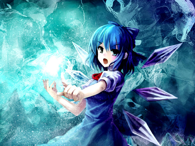 Blue hair girl white ball free wallpaper for desktop - medium preview image