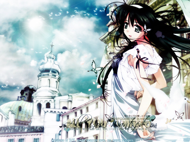 Girl white dress clock tower free wallpaper for desktop - medium preview image