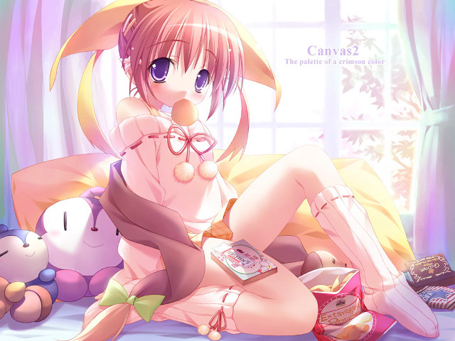 Bunny girl sitting bed stuffed free wallpaper for desktop - medium preview image