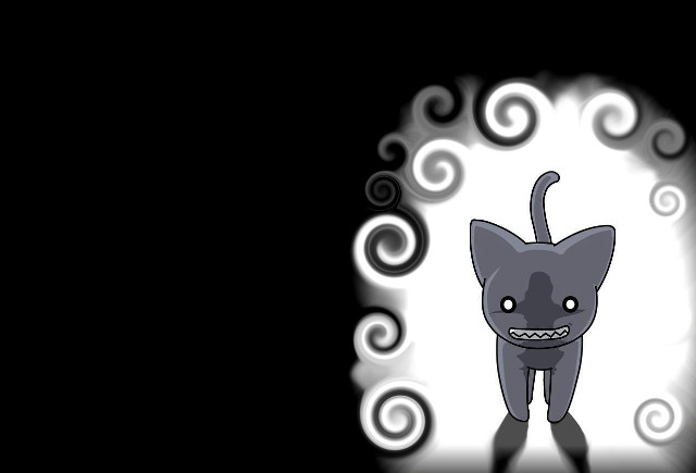 Creepy cartoon cat eldritch black free wallpaper for desktop - medium preview image